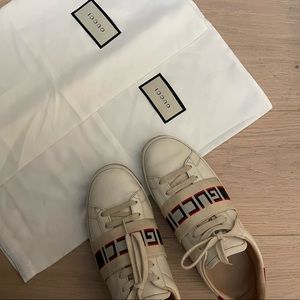Gucci Stripe Leather Sneaker 'White Red Black'